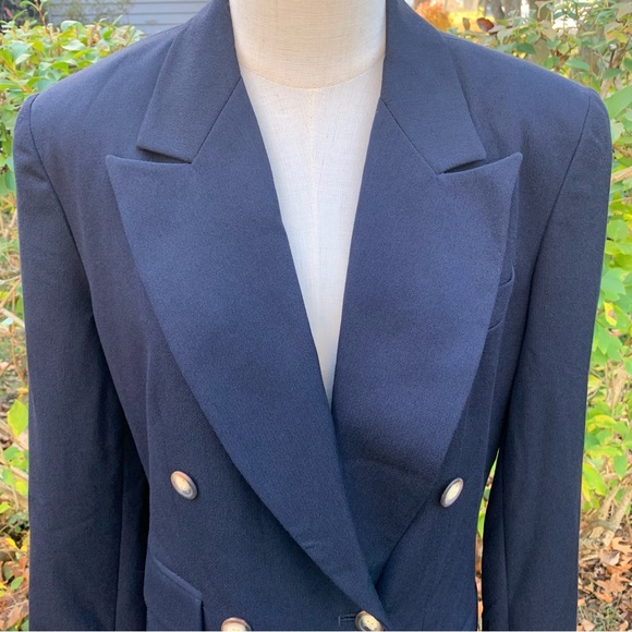 Vintage Navy long blazer 8  Women’s By Theomiles - Picture 5 of 13